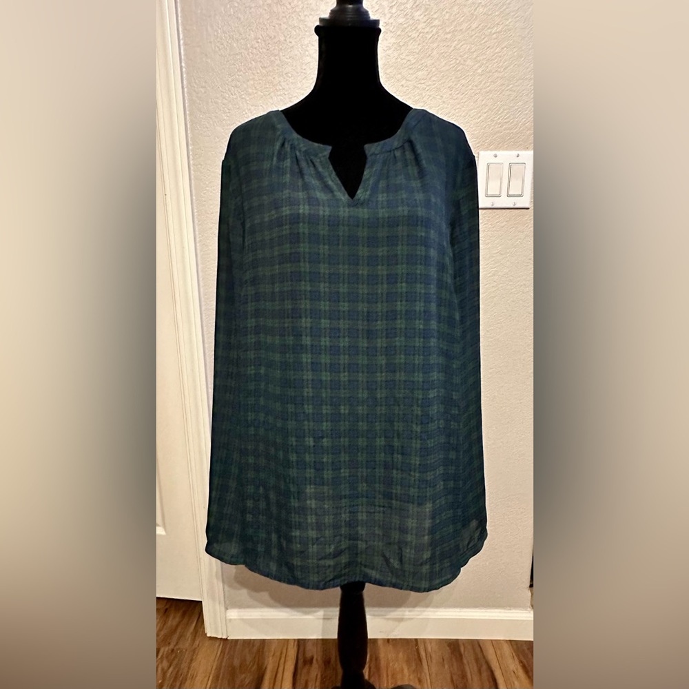 Talbots Plaid Semi-Sheer Top